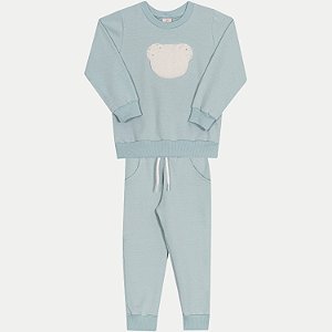 CONJUNTO INVERNO RANDA MUNDU CALÇA E BLUSÃO MOLETOM AZUL PASTEL FEMININO INFANTIL