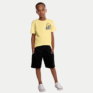 CONJUNTO VERÃO BY GUS BERMUDA E CAMISETA MANG ACURTA AMARELO MASCULINO INFANTIL
