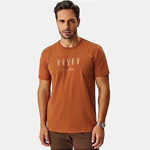 CAMISETA MOMENTUS MANGA CURTA COMFORT ALGODÃO SILKADA MARROM MASCULINO ADULTO