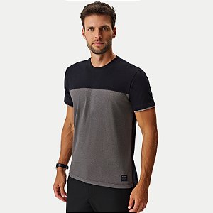 CAMISETA MOMENTUS MANGA CURTA COMFORT ALGODÃO COM RECORTE PRETO MASCULINO ADULTO