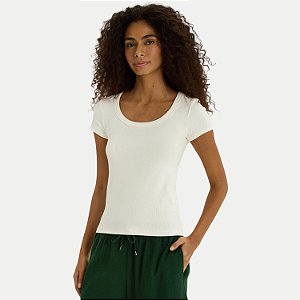 BLUSA HERING MANGA CURTA MALHA CANELADA OFFWHITE FEMININO ADULTO