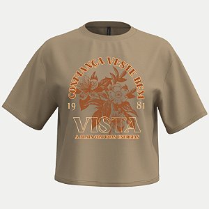 BLUSA LUNENDER MANGA CURTA TSHIRT ALGODÃO BEGE FEMININO ADULTO