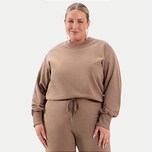 BLUSÃO LUNENDER MAIS MULHER MOLETOM CARECA BEGE FEMININO ADULTO