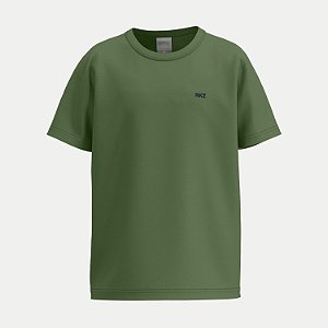 CAMISETA ALAKAZOO MANGA CURTA COMFORT ALGODÃO COM BORDADO VERDE FOLHA UNISEX INFANTIL
