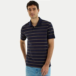 POLO HERING MANGA CURTA COMFORT MALHA LISTRADO AZUL MARINHO MASCULINO ADULTO