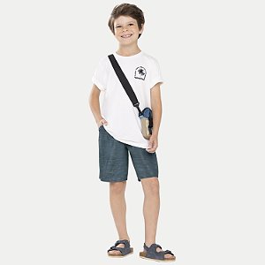 CONJUNTO VERÃO ALAKAZOO BERMUDA E CAMISETA MANGA CURTA MISTO OFFWHITE MASCULINO INFANTIL