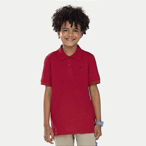 POLO ALAKAZOO MANGA CURTA COMFORT ALGODÃO PIQUE VERMELHO MASCULINO INFANTIL
