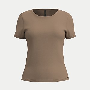 BLUSA LUNENDER MANGA CURTA MALHA BEGE FEMININO ADULTO