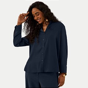 CAMISETE LUNENDER MANGA LONGA VISCOSE E POLIESTER AZUL MARINHO FEMININO ADULTO