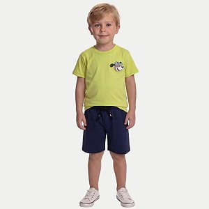 CONJUNTO VERÃO BY GUS BERMUDA E CAMISETA MANGA CURTA MALHA AMARELO MASCULINO INFANTIL