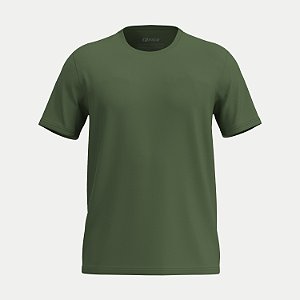 CAMISETA FICO MANGA CURTA COMFORT ALGODÃO LISA GOLA REDONDA VERDE MASCULINO ADULTO
