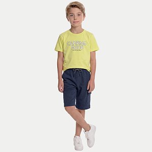 CONJUNTO VERÃO BY GUS BERMUDA E CAMISETA MANGA CURTA MALHA AMARELO MASCULINO INFANTIL