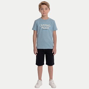 CONJUNTO VERÃO BY GUS BERMUDA E CAMISETA MANGA CURTA MALHA AZUL MASCULINO INFANTIL