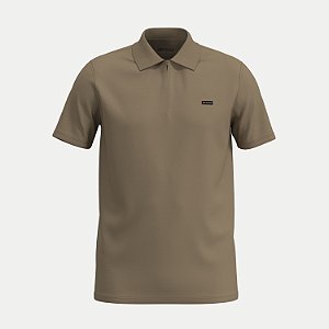 POLO FICO MANGA CURTA COMFORT ALGODÃO LISA BEGE MASCULINO INFANTIL