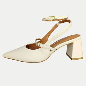 SAPATO VIZZANO SALTO ALTO CHANEL OFFWHITE FEMININO ADULTO