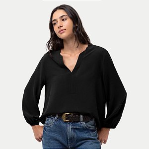 BLUSA HERING 3/4 VISCOSE PRETO FEMININO ADULTO