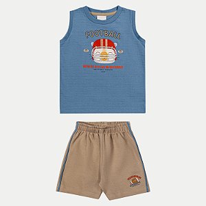 CONJUNTO VERÃO ANGERO BERMUDA E CAMISETA REGATA AZUL MASCULINO INFANTIL