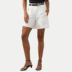 SHORT DOCE TRAMA ALGODÃO ALFAIATARIA OFFWHITE FEMININO ADULTO
