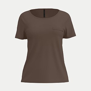 BLUSA LUNENDER MANGA CURTA VISCOLYCRA MARROM FEMININO ADULTO
