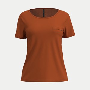 BLUSA LUNENDER MANGA CURTA VISCOLYCRA LARANJA FEMININO ADULTO