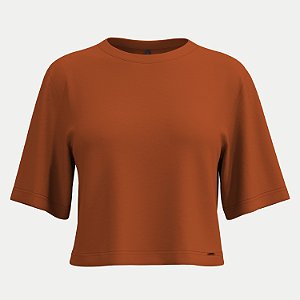 BLUSA LUNENDER MANGA CURTA MALHA LARANJA FEMININO ADULTO