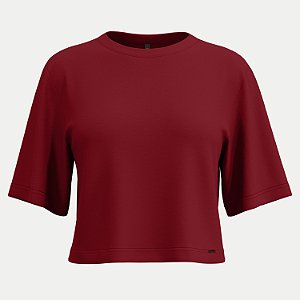 BLUSA LUNENDER MANGA CURTA MALHA BORDÔ FEMININO ADULTO