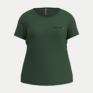 BLUSA LUNENDER MANGA CURTA MAIS MULHER VISCOLYCRA VERDE FEMININO ADULTO