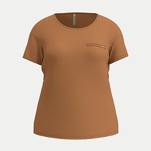 BLUSA LUNENDER MANGA CURTA MAIS MULHER VISCOLYCRA CARAMELO FEMININO ADULTO