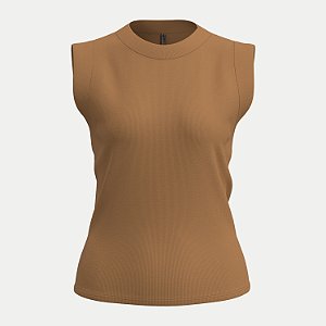 BLUSA LUNENDER REGATA MALHA CANELADA CARAMELO FEMININO ADULTO