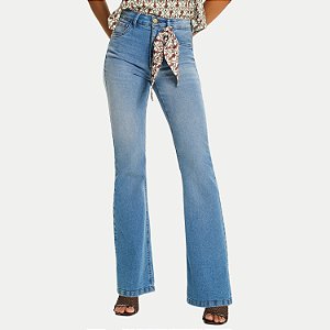 CALÇA DOCE TRAMA JEANS CLARO COM ELASTANO FLARE FEMININO ADULTO