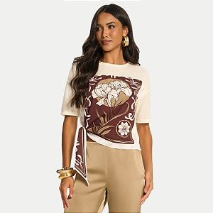 BLUSA DOCE TRAMA MANGA CURTA MISTO OFFWHITE FEMININO ADULTO