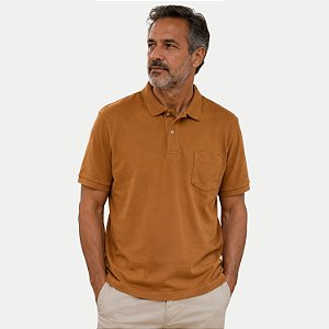 POLO WAYNA MANGA CURTA COMFORT LISA COM BOLSO MISTO MOSTARDA MASCULINO ADULTO