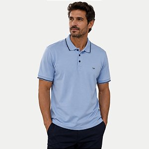 POLO WAYNA MANG ACURTA COMFORT PIQUET AZUL PASTEL MASCULINO ADULTO