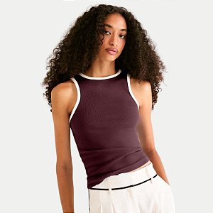 BLUSA HERING REGATA ALGODÃO E ELASTANO MARROM FEMININO ADULTO