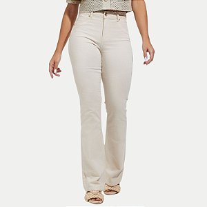 CALÇA YOUNG BRIM E ELASTANO BOOTCUT BEGE FEMININO ADULTO