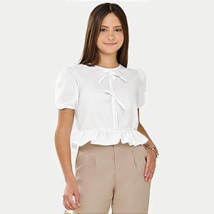 BLUSA MOD.ME MANGA CURTA ALGODÃO BRANCO FEMININO JUVENIL