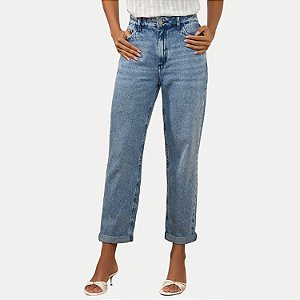CALÇA DOCE TRAMA JEANS MÉDIO COM ELASTANO MOM FEMININO ADULTO