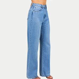 CALÇA SHOT JEANS CLARO BRUTO WIDE LEG FEMININO ADULTO