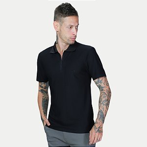 POLO VIDE BULA MANGA CURTA SLIM POLIAMIDA E ELASTANO PRETO MASCULINO ADULTO