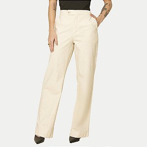 CALÇA PITT BRIM COM ELASTANO WIDE LEG OFFWHITE FEMININO ADULTO