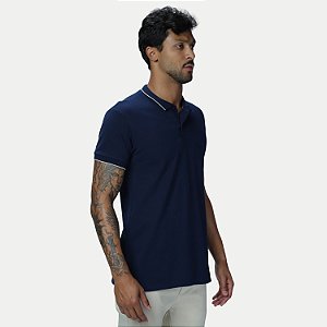 POLO VIDE BULA MANGA CURTA COMFORT PIQUET AZUL MARINHO MASCULINO ADULTO