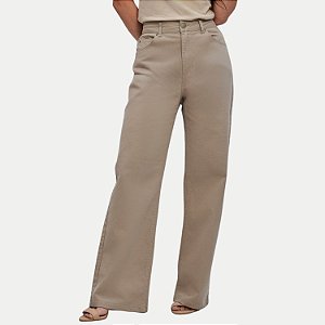 CALÇA LEE BRIM COM ELASTANO WIDE LEG BEGE FEMININO ADULTO