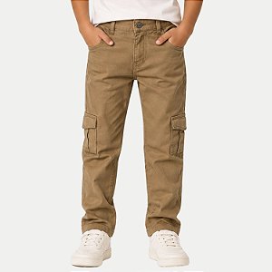 CALÇA NACIONAL JEANS BRIM COM ELASTANO CARGO CAQUE MASCULINO INFANTIL