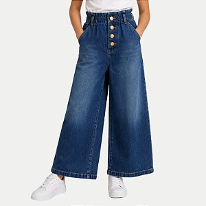 CALÇA NACIONAL JEANS JEANS MÉDIO COM ELASTANO WIDE LEG FEMININO INFANTIL
