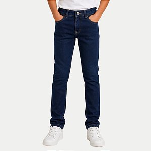 CALÇA NACIONAL JEANS JEANS ESCURO COM ELASTANO SLIM MASCULINO INFANTIL
