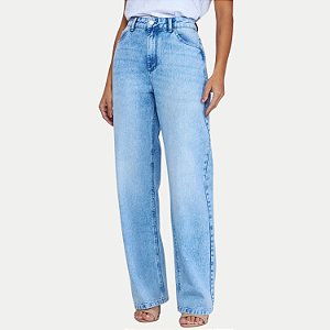 CALÇA LEE JEANS CLARO COM ELASTANO WIDE LEG FEMININO ADULTO