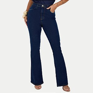 CALÇA MAX DENIM JEANS ESCURO COM ELASTANO FLARE FEMININO ADULTO