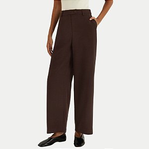 CALÇA HERING VISCOSE E POLIESTER ALFAIATARIA MARROM FEMININO ADUTLO