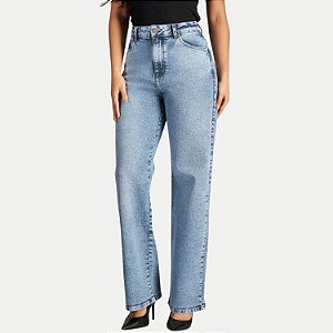 CALÇA LEE JEANS CLARO COM ELASTANO WIDE LEG FEMININO ADULTO