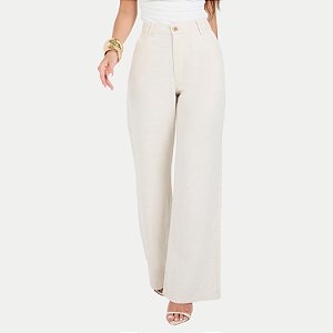 CALÇA MAX DENIM LINHO WIDE LEG OFFWHITE FEMININO ADULTO